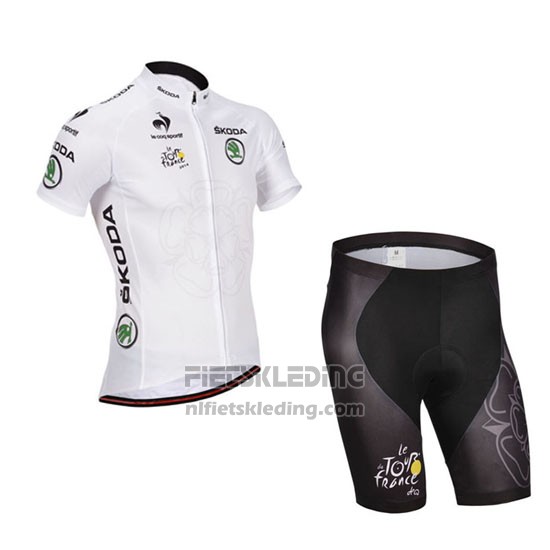 2014 Fietskleding Tour de France Wit Korte Mouwen en Koersbroek